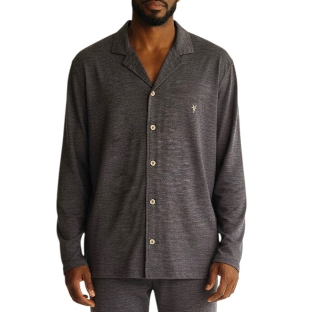 FRYE Men's Heathered Notched Collar Premium Pajama Top Size S Black